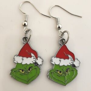 Handmade Christmas Holiday The Grinch Santa Earrings